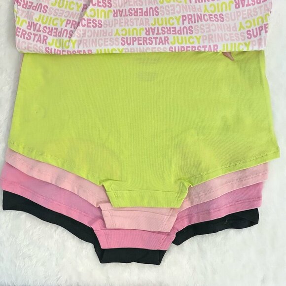 Juicy Couture Black, Pink, Green Hipster Cotton Panty 5 Piece Set Size L NWT - Picture 5 of 10